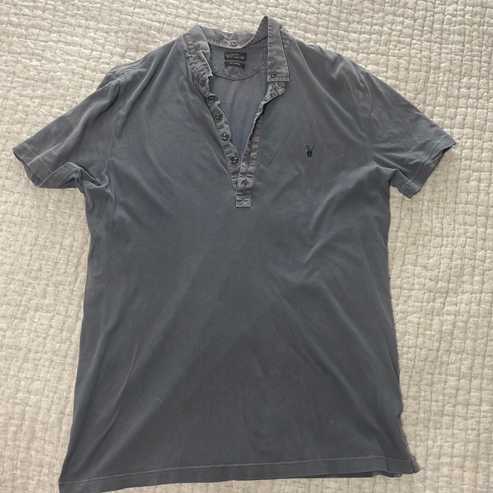 All Saints Mens Monk Collared Shirt